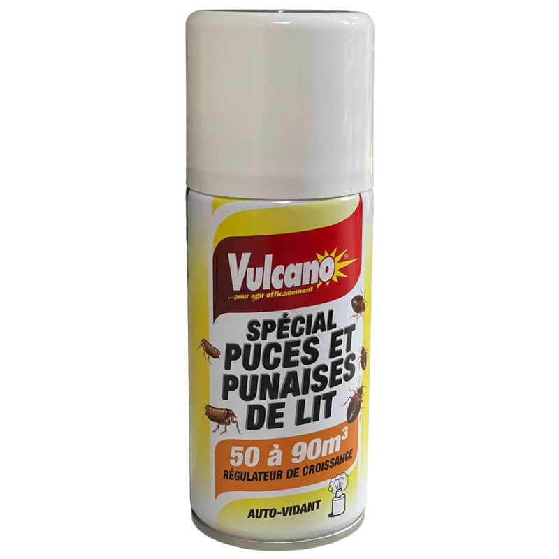 Insecticide Spécial Puces et punaises de lit, VULCANO - Aérosol auto-vidant de 150ml