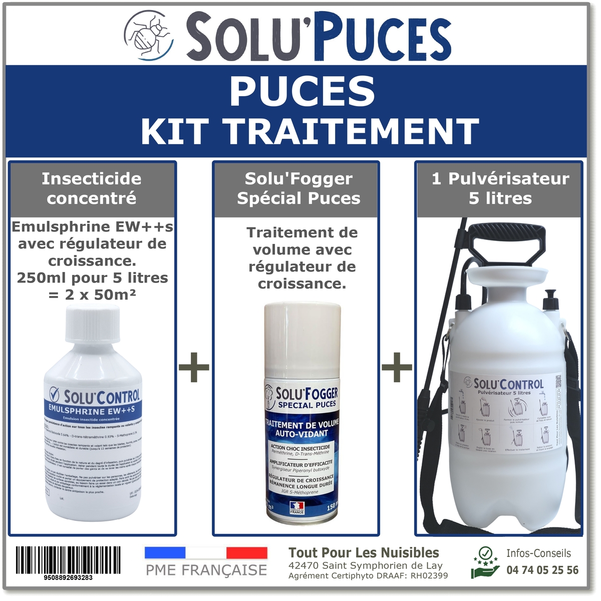 Kit Pro traitement insecticide et fumigène contre les puces